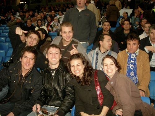 At Estadio Santiago Bernabeau for a Real Madrid football match with Sebastian, Simon, Tanguy, Davide, and Luzie